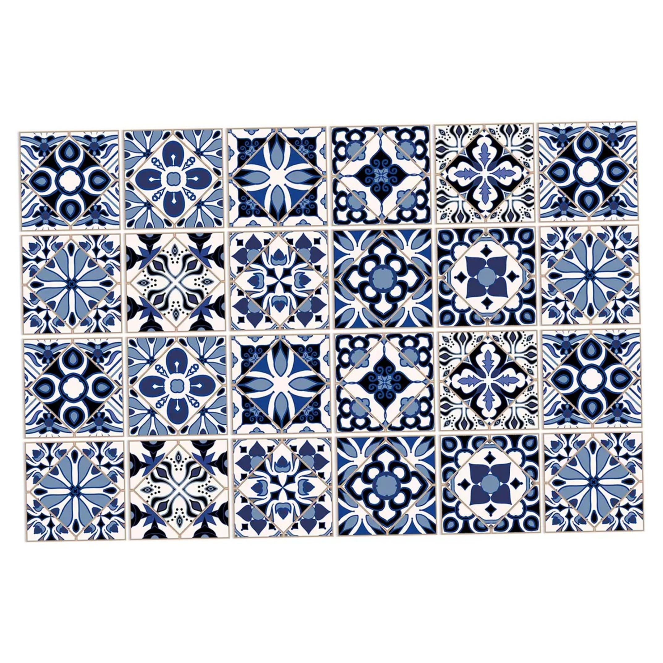 Tsawntd 24pcs Tile Stickers, Waterproof PVC Peel And Stick Tile Decals - European Mandala Pvc Stick On Tiles, 5.91x5.91 Inch