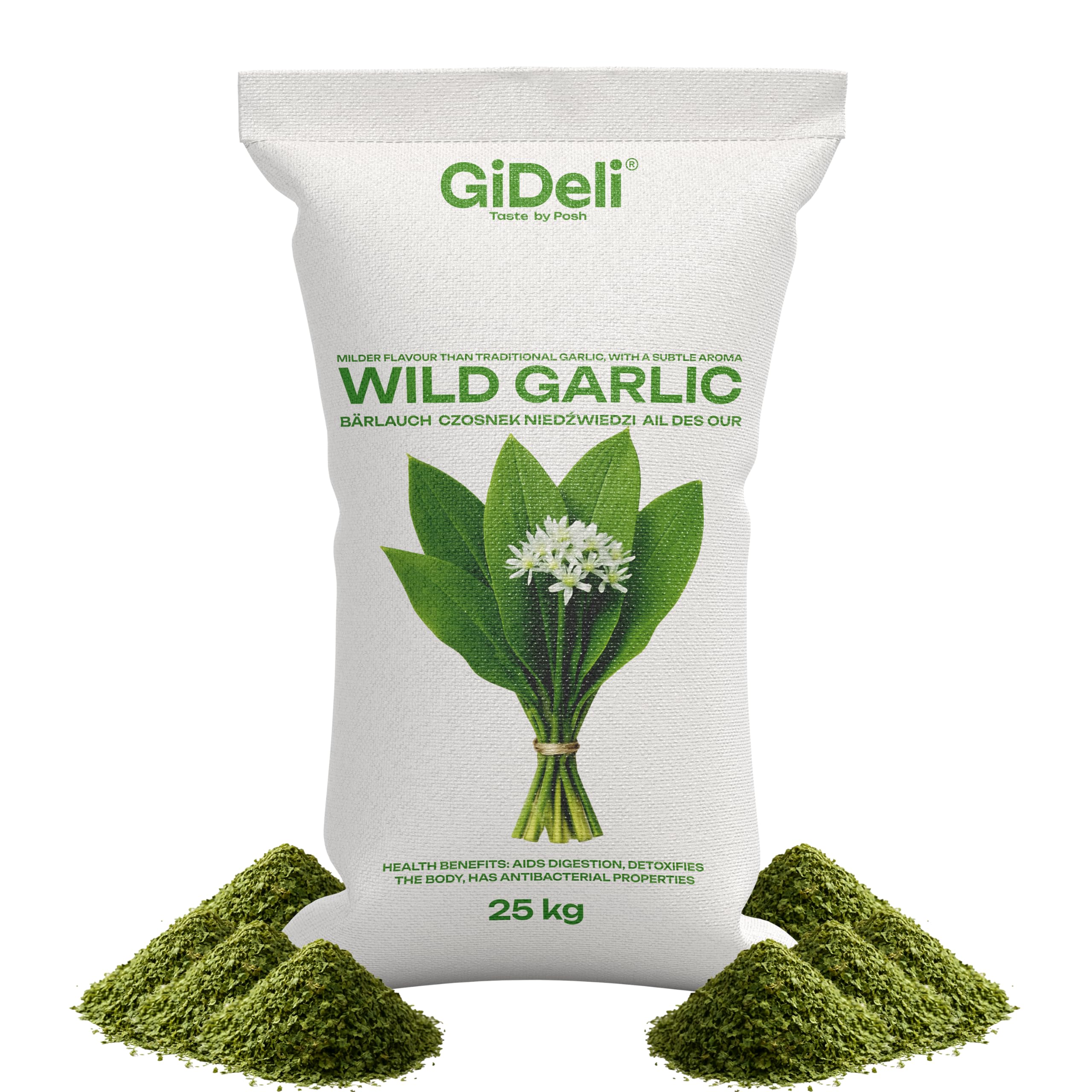 GiDeli Bärlauch getrocknet 25 kg - Bärlauchblätter geschnitten, Gewürz | Für Pesto, Kräuterbutter, Quark und Dips, milder Knoblauchgeschmack, ohne Zusatzstoffe, vegan, glutenfrei