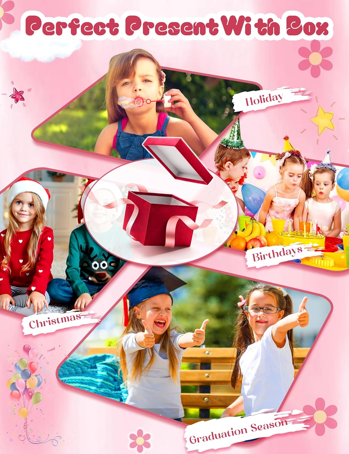 ORAZIO Hypoallergenic Earrings for Girls Women Kids Surgical Stainless Steel Screw Back Bow Heart Flower Stud Hoop Toddler Kids Earrings for Girls Sensitive Ears Over 4 Years Old - Image 8