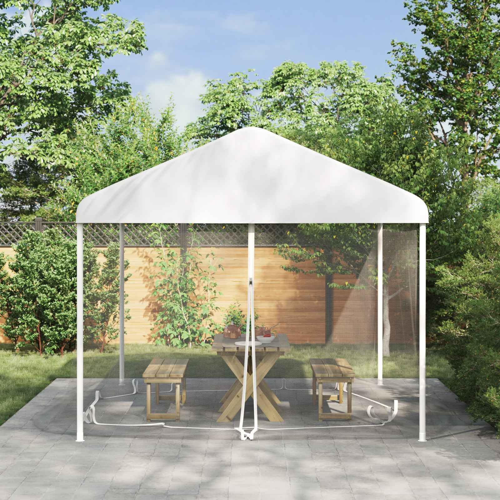 Moustiquaire pour tonnelle en polyester 220 maille blanche, 4 x 3 x 2 m, avec fermeture éclair et , pour terrasse, balcon, extérieur