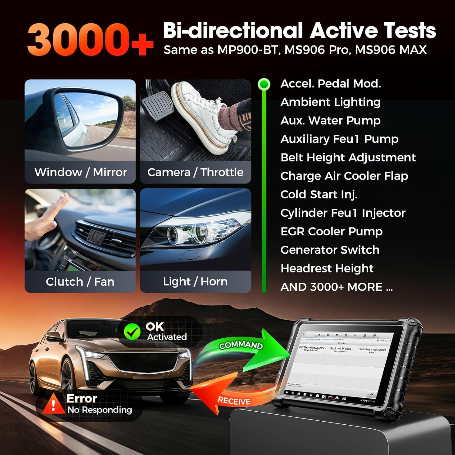 Autel MaxiCheck MX900 Bidirectional Scanner: 2026 OBDII Scan Tool as MK900 MK900BT MK900-BT, 8in Up of MaxiCOM MK808S MX808S MK808BT PRO, CAN FD DoIP, 3K+ Active Tests, 40+ Services, All Systems, FCA
