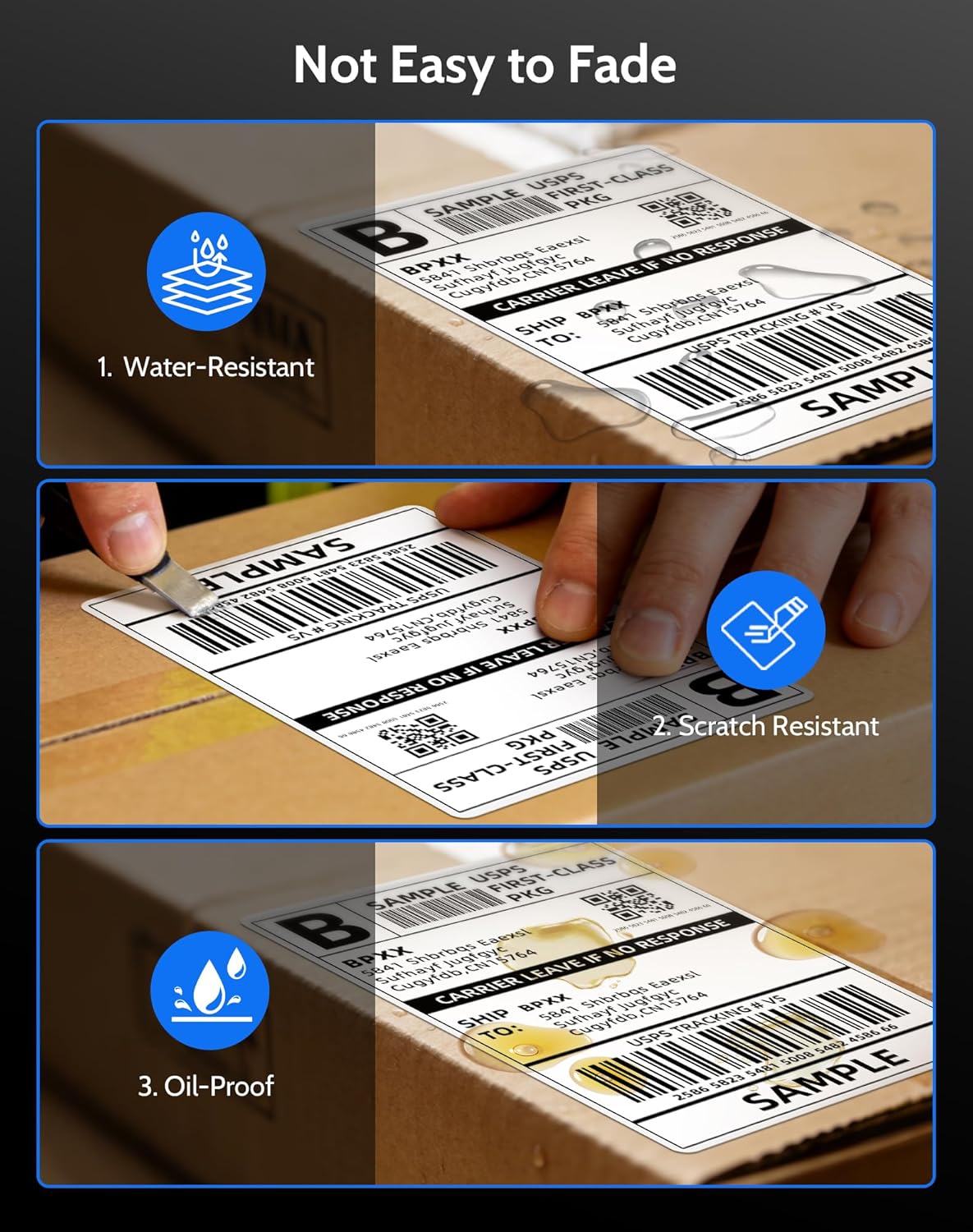 Shipping Label Printer Paper - Thermal Labels for 4x6 Shipping Label Printer, Thermal Labels Print Clearly, Strong Adhesive, Easy to Peel Backing Paper, 500 Labels/Roll, 2 Roll - Image 3