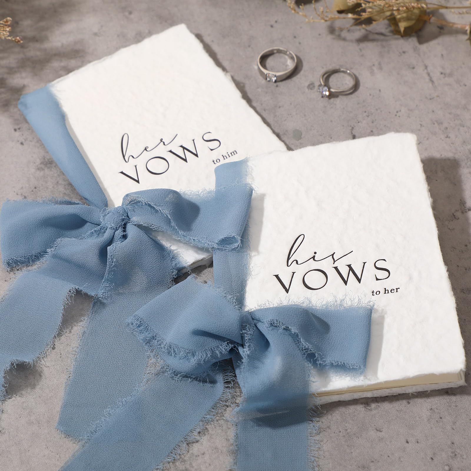 Engrowtic Set di 2 libri per promessa di matrimonio per lui e per lei, con nastri, 14 x 10,2 cm, con bordo strappato a mano, con busta e sigillo di cera, regalo per sposi e coppie di fidanzati (blu)