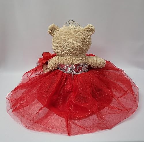 Miniatura 3 de Oso de peluche de membrillo de 20'' con vestido (pieza de centro) B16632-14 (rojo)