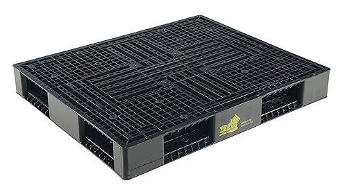 Vestil PLPB-4840 Palet de polietileno negro con entrada de 4 vías, capacidad de 8800 libras, 39.125 pulgadas de largo, 46.875 pulgadas de ancho, 6