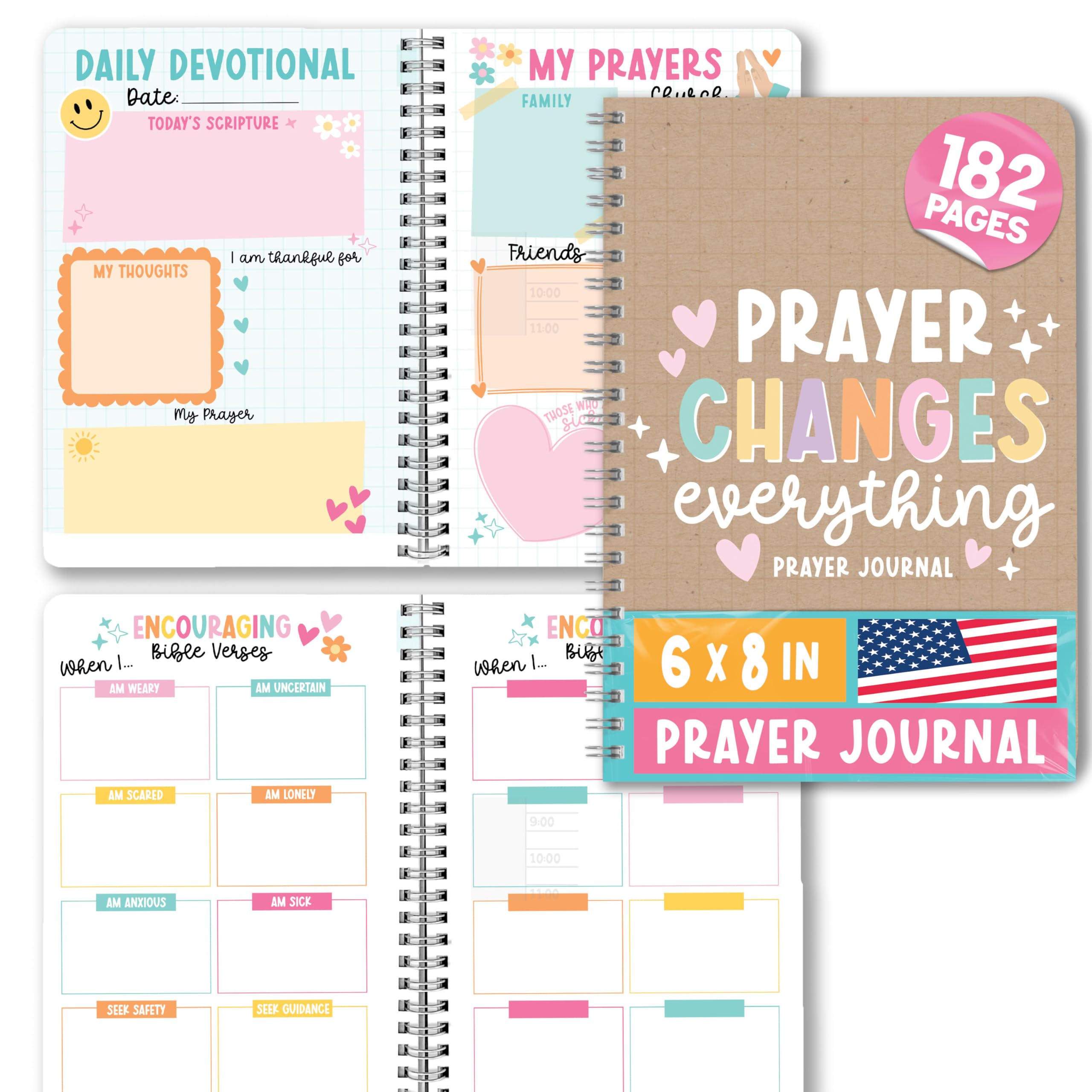Guided Prayer Journal For Woman - Daily Prayer Journals For Women, Mens Devotionals Journals, Daily Devotional Journal For Women, Devotional Notebook, Kraft Religious Gifts