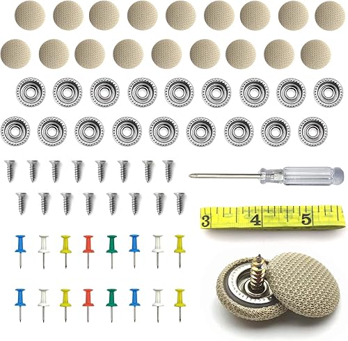 Miniatura 1 de Kit de reparación de techo de techo de automóvil, 60 piezas, remaches a presión para techo interior, hebilla de reparación con herramienta de