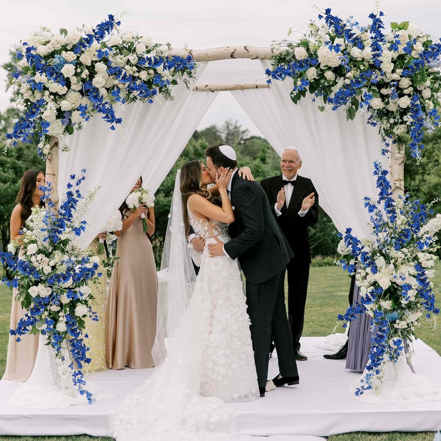 IPOPU Delphinium Artificial Flowers Royal Blue Fake Larkspur Flowers 6 PCS 33.5 in Long Stem Artificial Flowers for Tall Vase for Home Wedding Office Decoration(Royal Blue) - Image 2