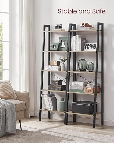 Miniatura 4 de VASAGLE ULLS045B50 - Estantería de 5 niveles, estante de almacenamiento, estantería con marco de acero, para sala de estar, oficina en casa, cocina,