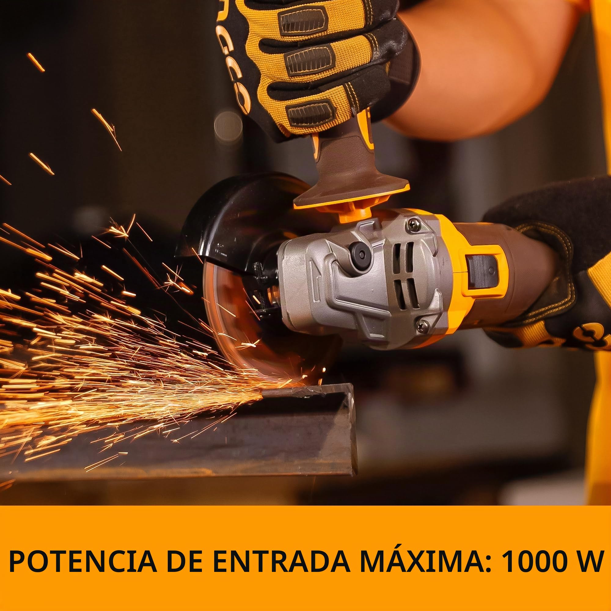 INGCO Amoladora angular inalámbrica de 20 V (producto solo) 115 mm, 1000 W, motor sin escobillas, variable de 3 velocidades, 3000/6000/9000 rpm para cortar, pulir y afilar CAGLI27153