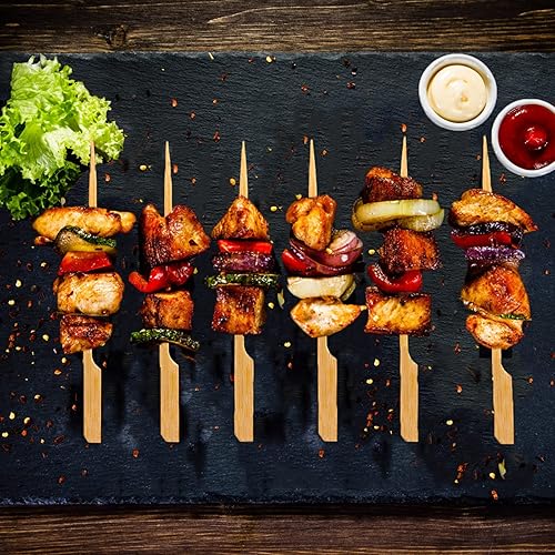 Miniatura 4 de 120 pinchos de bambú para aperitivos, palillos de dientes de 4.7 pulgadas, palillos de cóctel para bebidas, brochetas de frutas, salchichas,