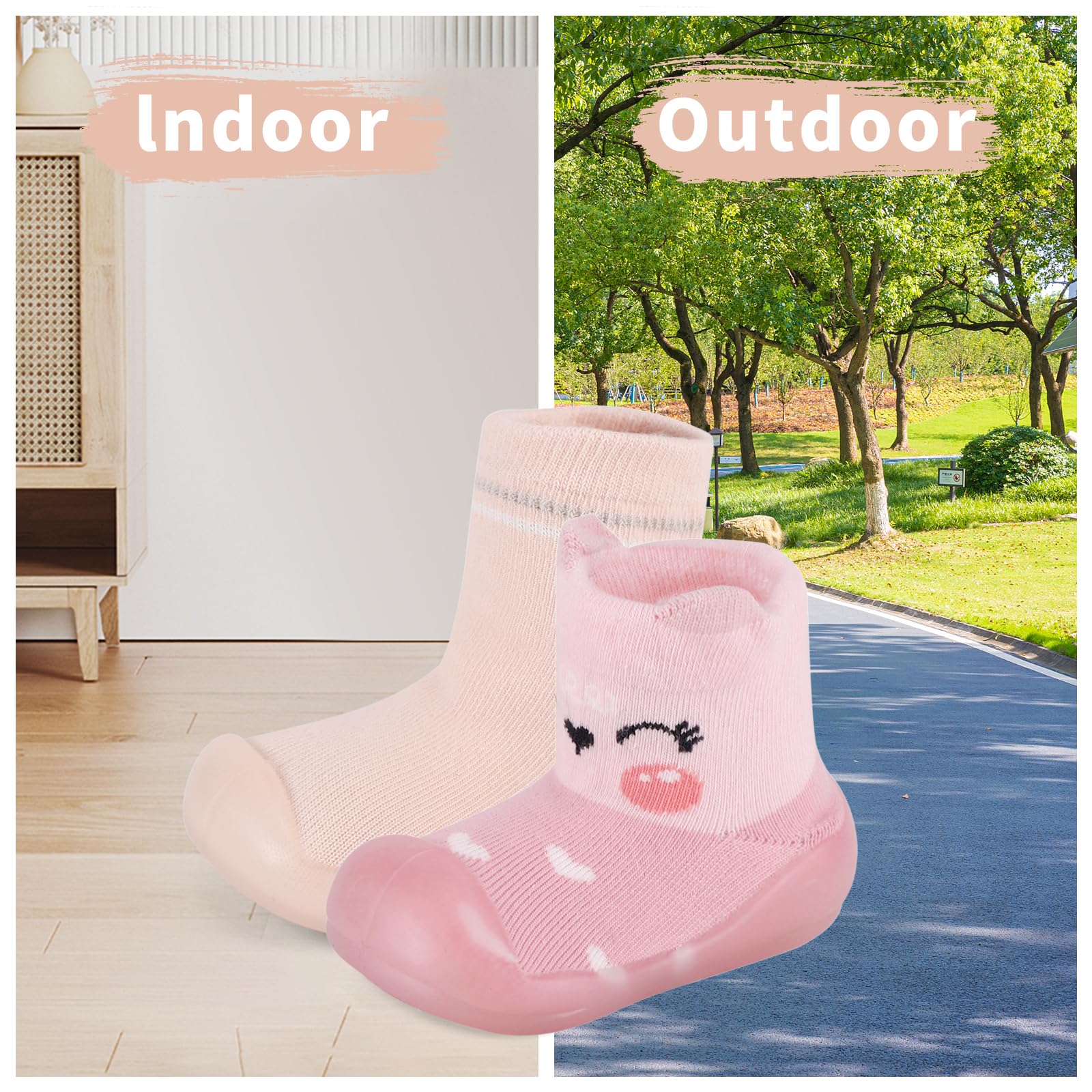 MK MATT KEELY 2 Paires Chaussures Premiers Pas Bébé Garcon Fille Chaussons Antidérapante Enfant Chaussettes Respirant avec Semelle Caoutchouc