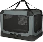 Amazon Basics 4-Doors Portable Soft-Sided Folding Travel Crate Kennel for cat, Dog, and Other Small Animals, Grey, S 66.04 cm x 45.72 cm x 45.72 cm