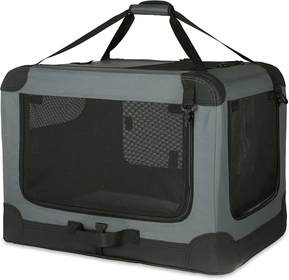Amazon Basics Transportín Plegable 4 Puertas, M 76cm