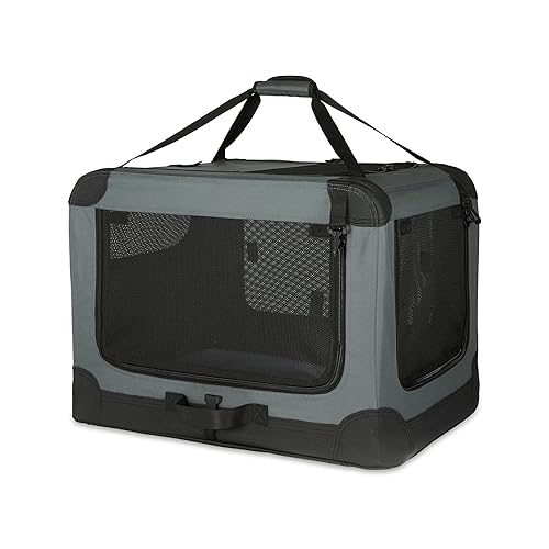 Amazon Basics 4-Door Portable Folding Soft Dog Crate, Collapsible Travel