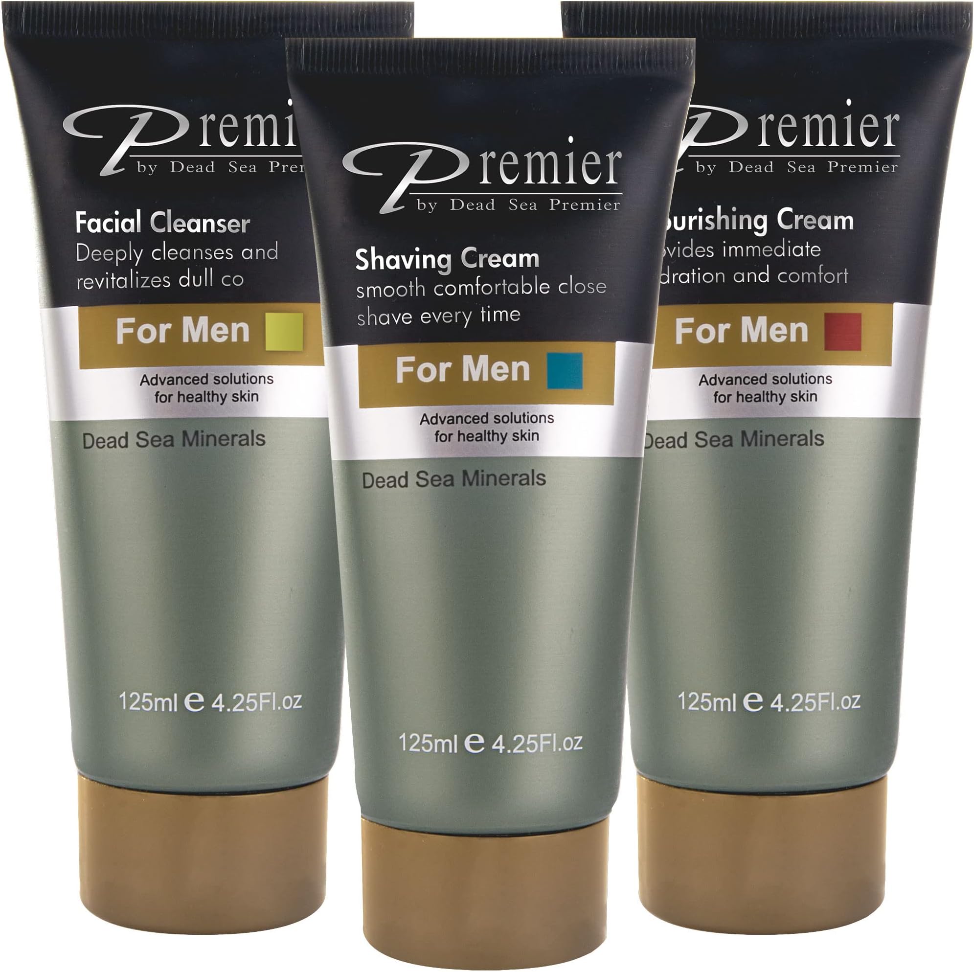 Premier Dead Sea Kit for Men-Nourishing, Shaving Cream, Cleanser 4. 25 oz each tube