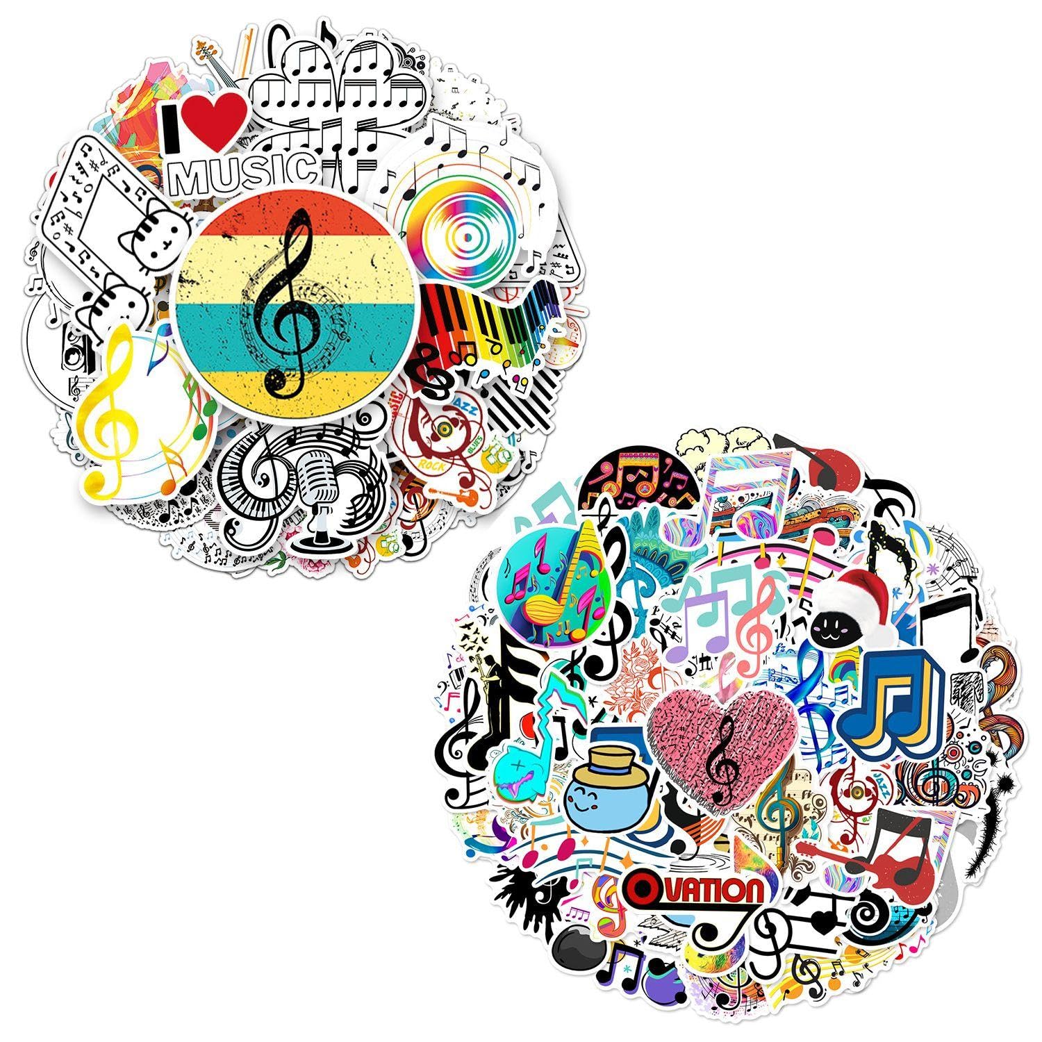 CVFRTT 110 Music Stickers, Musical Note Graffiti Stickers, Diy Skateboard Luggage Decoration Stickers, Music Lover Gift Stickers