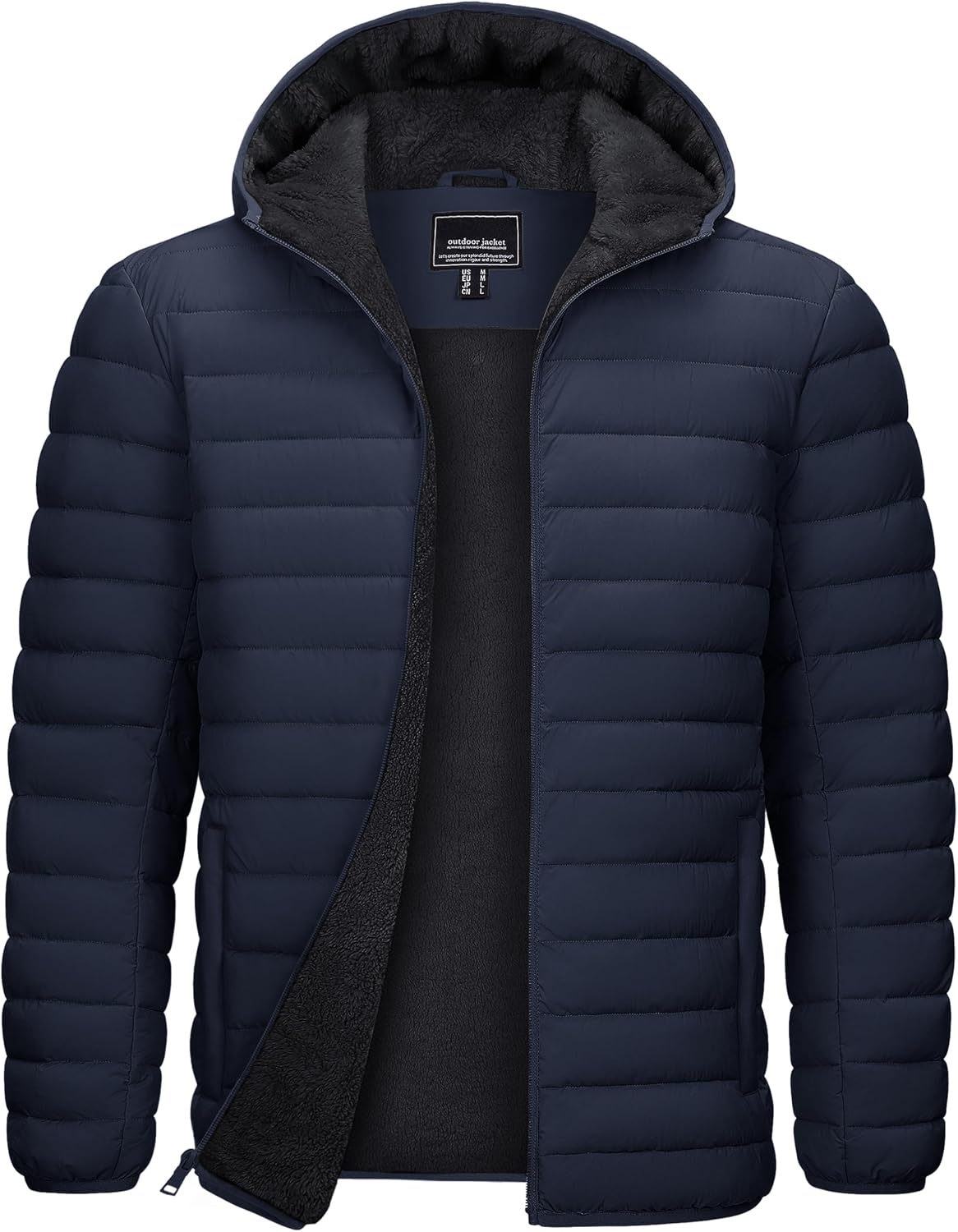 TACVASEN Mens Puffer Jacket Hooded Sherpa Lined Water Resistant Winter Coat