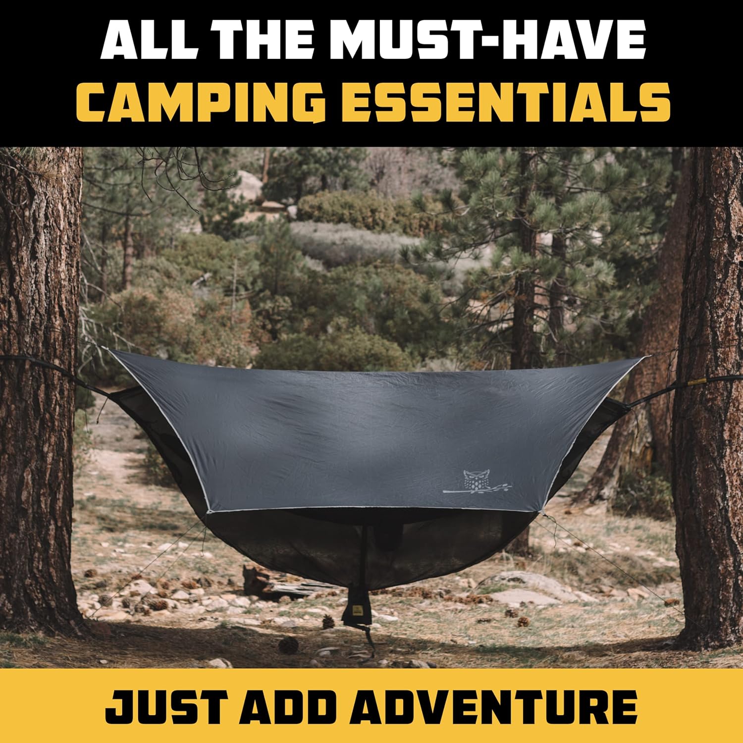 Wise Owl Outfitters Camping Hammock with Rain Fly Tarp and Bug Net - Single Hammock - Waterproof Camping Accessories & Backpacking Gear, Camping Gear Must Haves - Black : Sports & Outdoors
