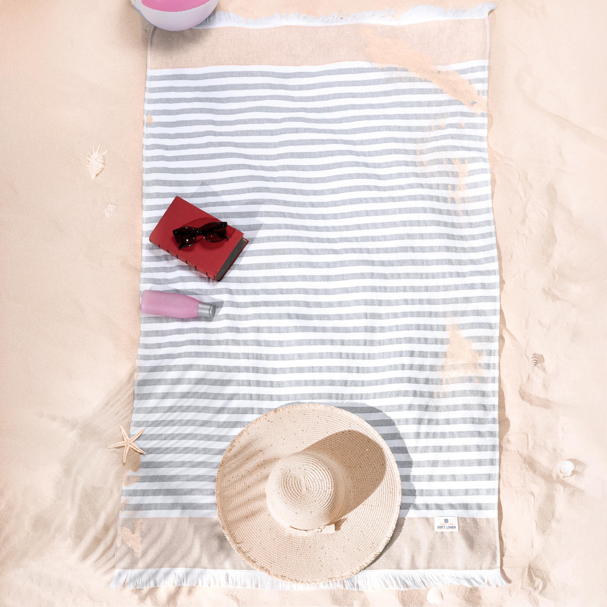 American Soft Linen Turkish Peshtemal - Toallas de playa 100% algodón, paquete de 4 toallas de natación para playa y piscina, color marrón