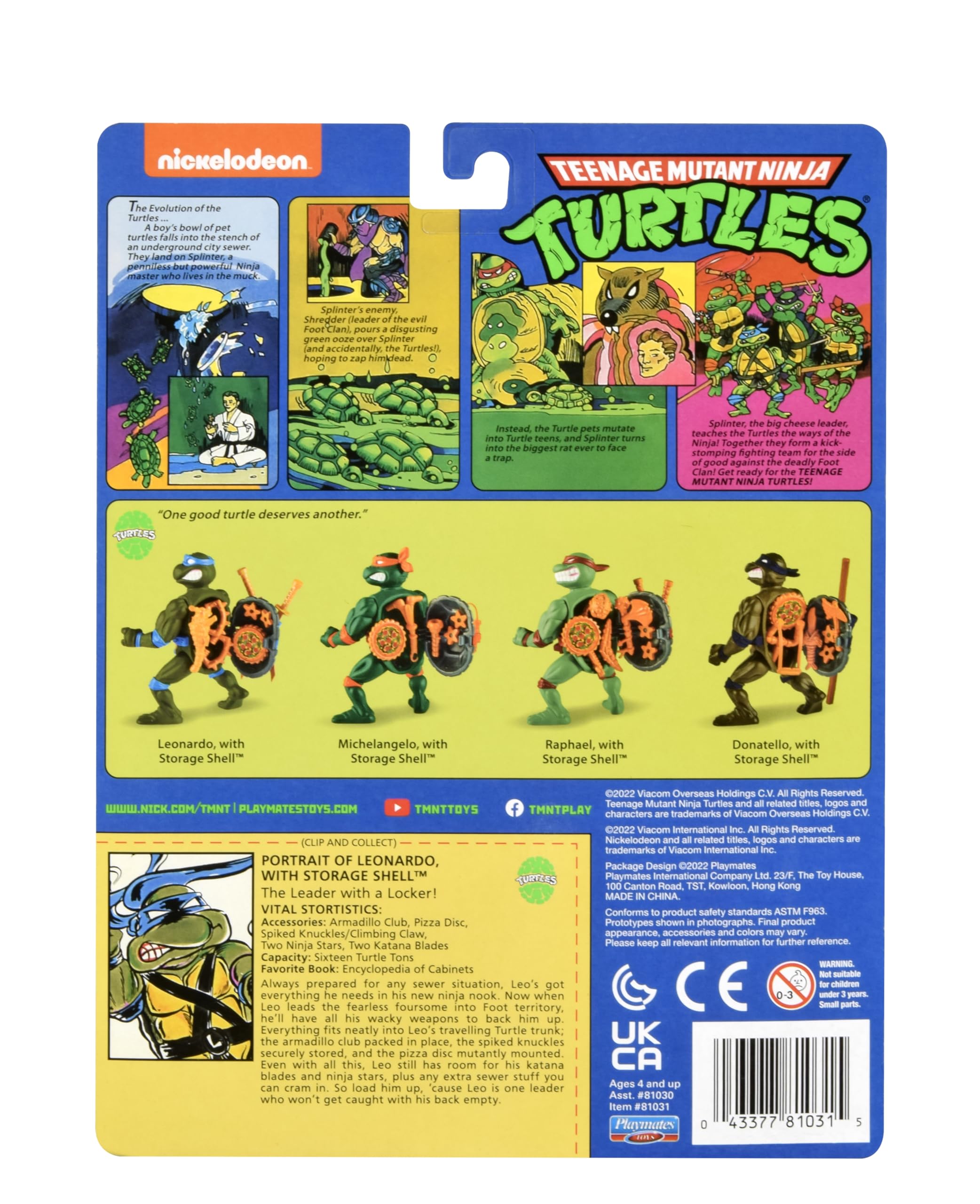 Figura Articulada Leonardo De Tortugas Ninja - 10 Cm, 7 Puntos De Articulación, Con Armas Y Caparazón, Colección Clásica Años 80