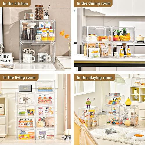 Miniatura 7 de Cajas magnéticas de acrílico transparente para zapatos, caja organizadora y apilable transparente de 360, estuche profesional de exhibición de