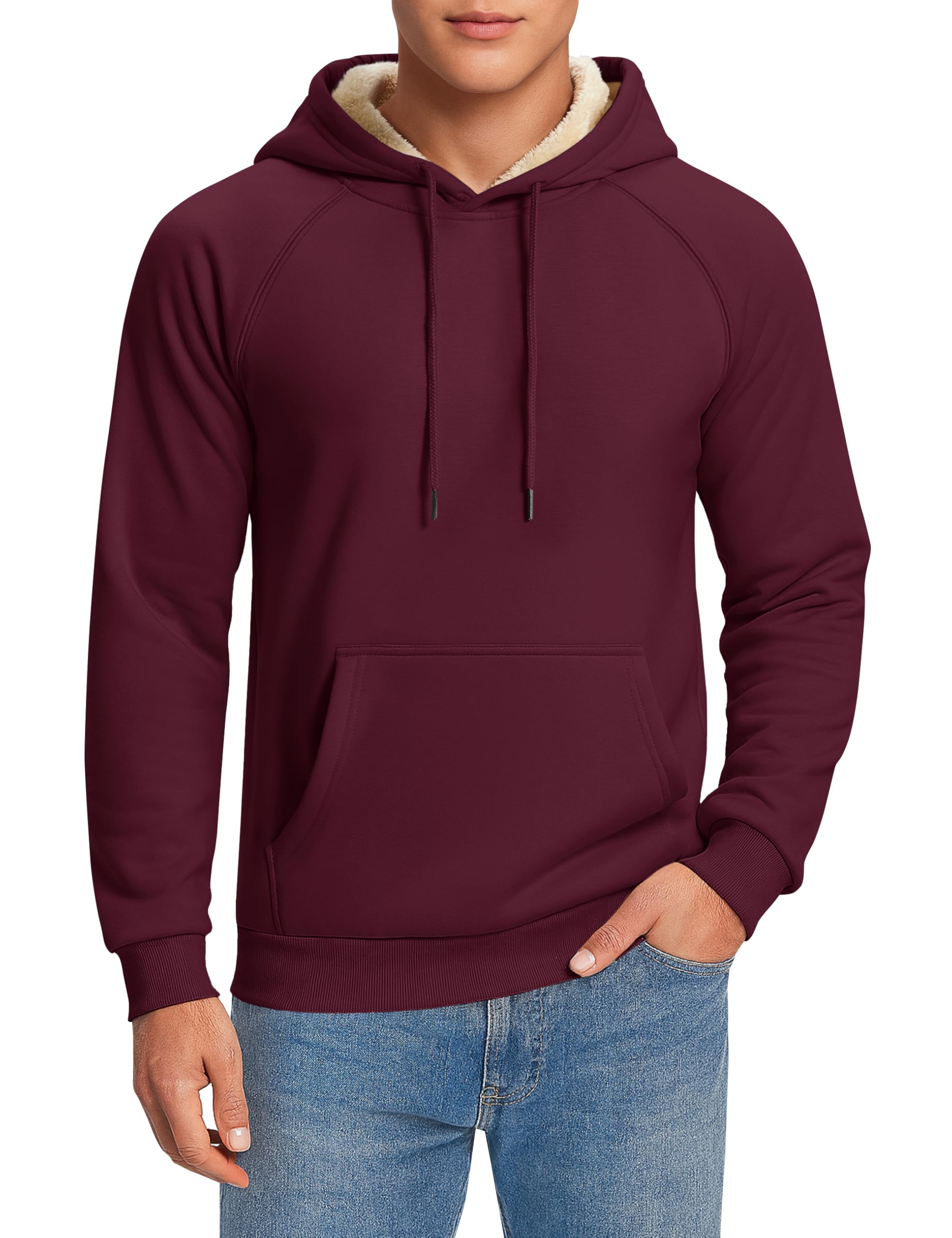 Cavva Herren Dickes Hoodie Thermo Gefüttert Baumwolle Warm Kapuzenpullover | Dicker Stoff, Fleecegefüttert, große Taschen, verstellbare Kapuze, winddichte WinterJacke, Outdoor