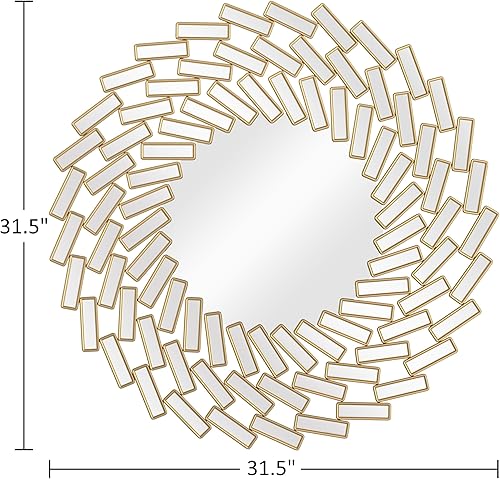Miniatura 4 de Espejo de pared decorativo marrón de 31.5 x 31.5 pulgadas, diseño veneciano griego, grande, redondo, abstracto, espejo de pared para sala de estar,