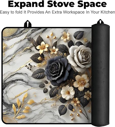 Miniatura 6 de Cubierta superior de estufa de vidrio resistente al calor con revestimiento de goma antideslizante, protector de estufa eléctrica de 28.5 x 20.5