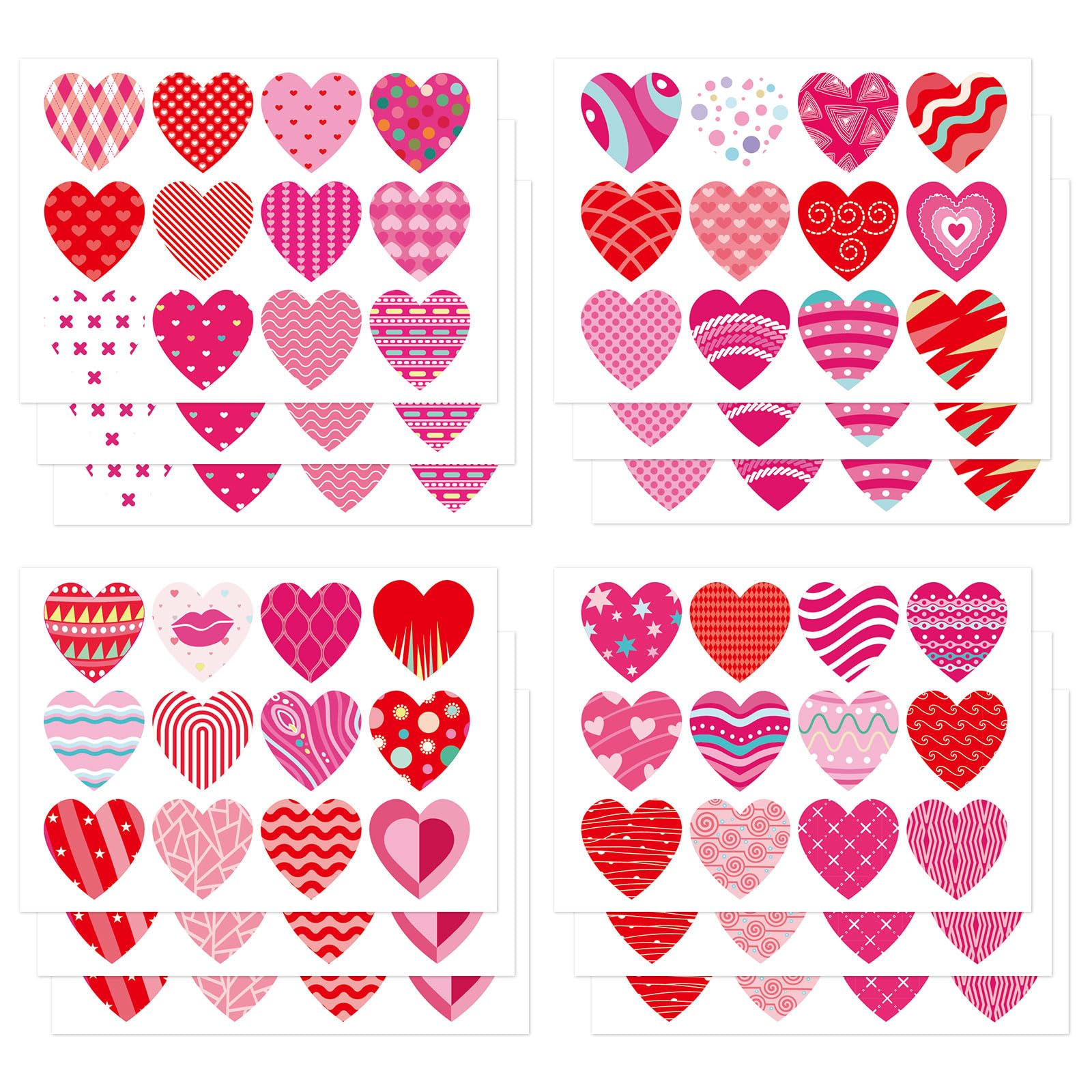 144Pcs Colorful Heart Stickers, Valentines Day Stickers, Love Heart Stickers, Self Adhesive Valentines Day Gift Stickers, Valentine's Day Decorations