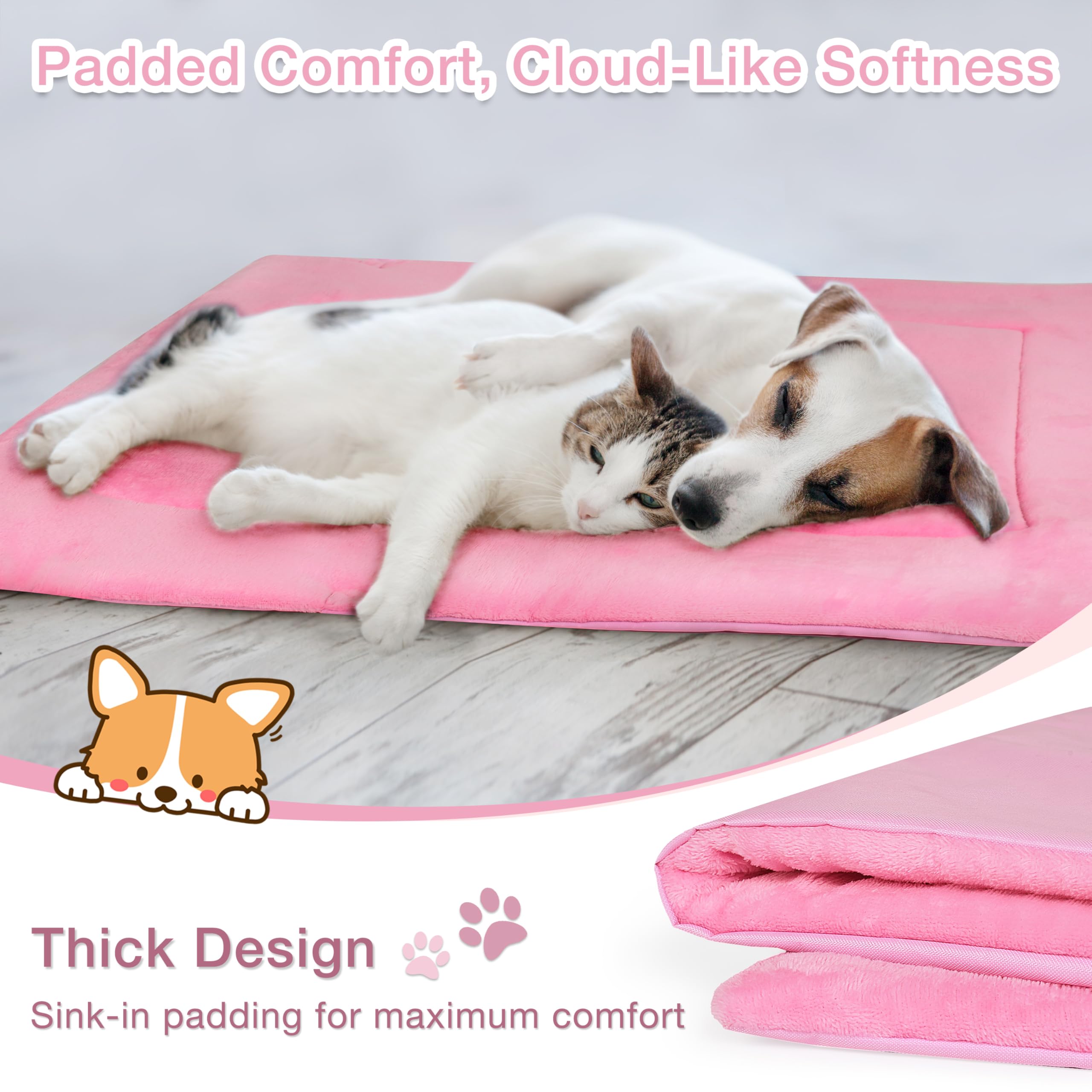 Coperta Impermeabile per Cani da Viaggio 80 x 60 cm, Tappetino per Cani da Esterno, Cuscino Lavabile per Cani da Portare Via, Letto Pieghevole per Cani da Viaggio, Auto, Campeggio, Rosa