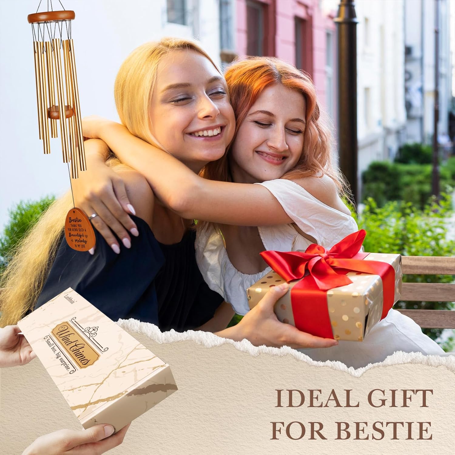 Bestie Gifts for Women, Bestie Gift Wind Chimes, Bestie Birthday Gift for Best Friend, Soul Sisters, Women, Friends, BFF, Unique Friendship Gifts for Birthday, Mothers Day, Thanskgiving - Image 2