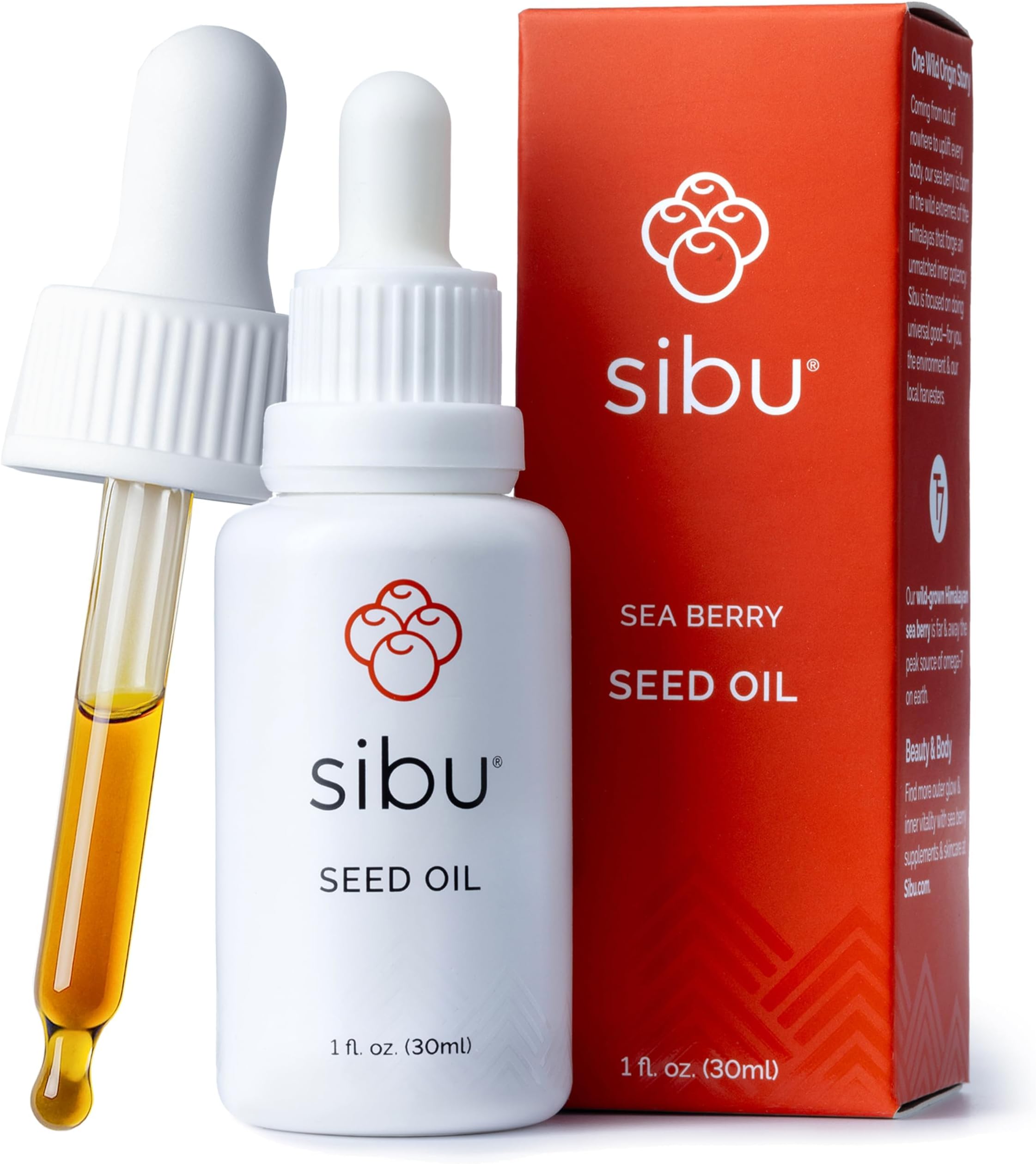 sibu Premium Himalayan Sea Buckthorn Seed Oil, USDA Organic (30ml) – Amazing for Sensitive Skin, Breakouts, & Irritation