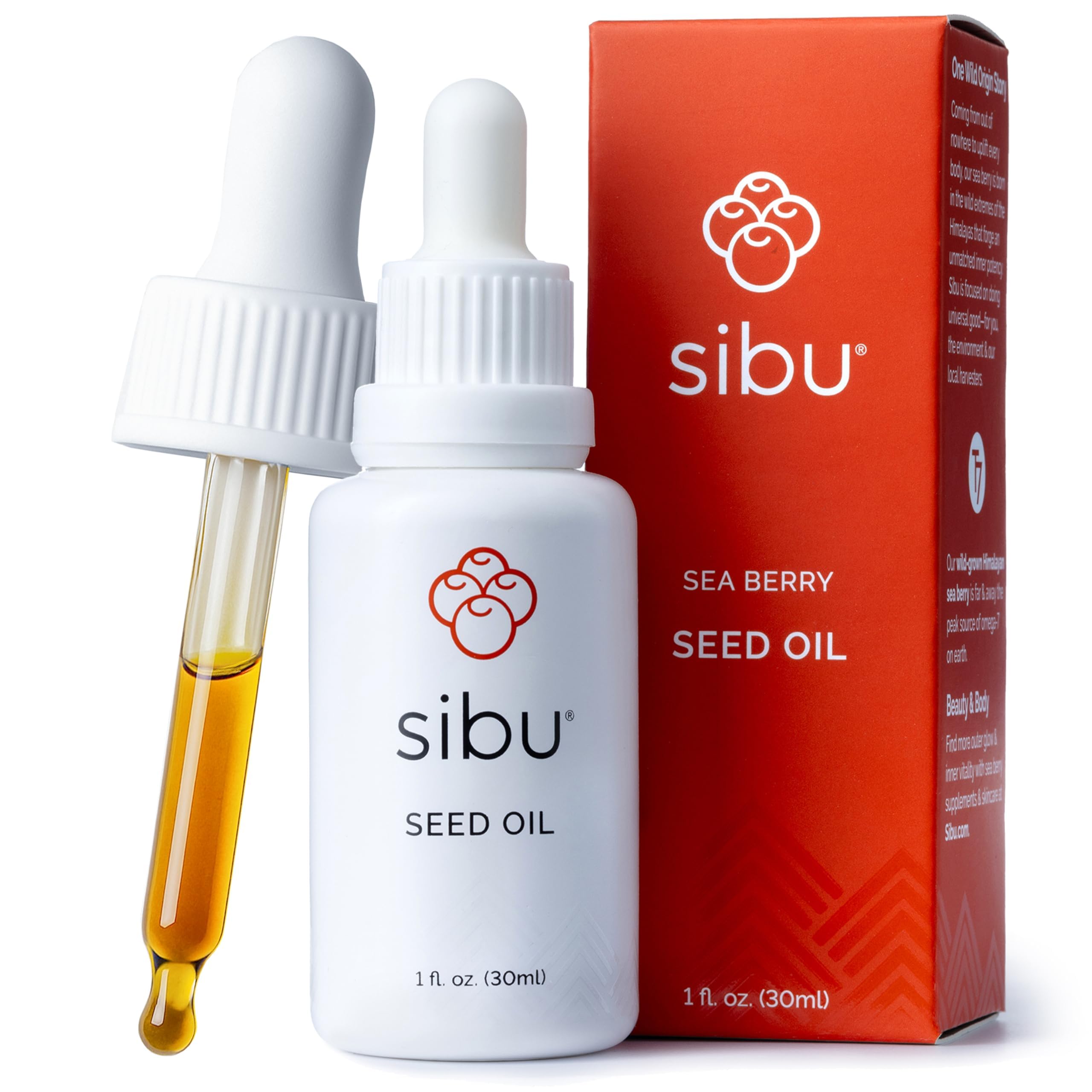 sibuPremium Himalayan Sea Buckthorn Seed Oil, USDA Organic (30ml) – Amazing for Sensitive Skin, Breakouts, & Irritation