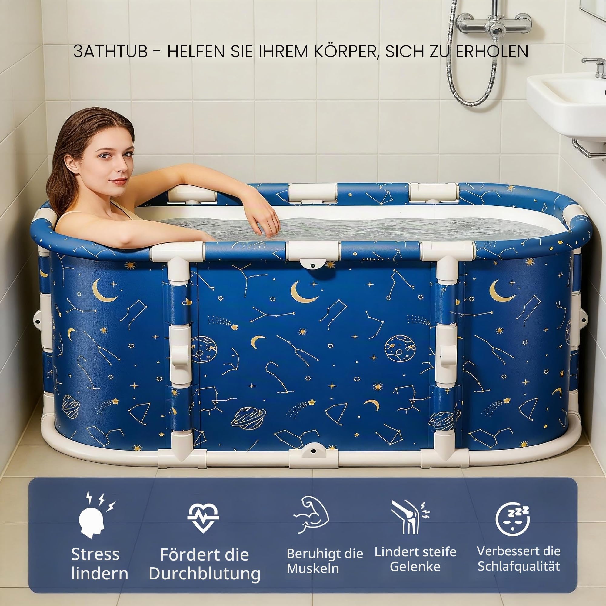 AYES Tragbare Faltbare Eis/Heißbadewanne, Große Tragbare Badewannen für zu Hause – Freistehende Badewannen für Duschen, Heißbäder, Heißwasser-SPA und Kaltwassertherapie-Training