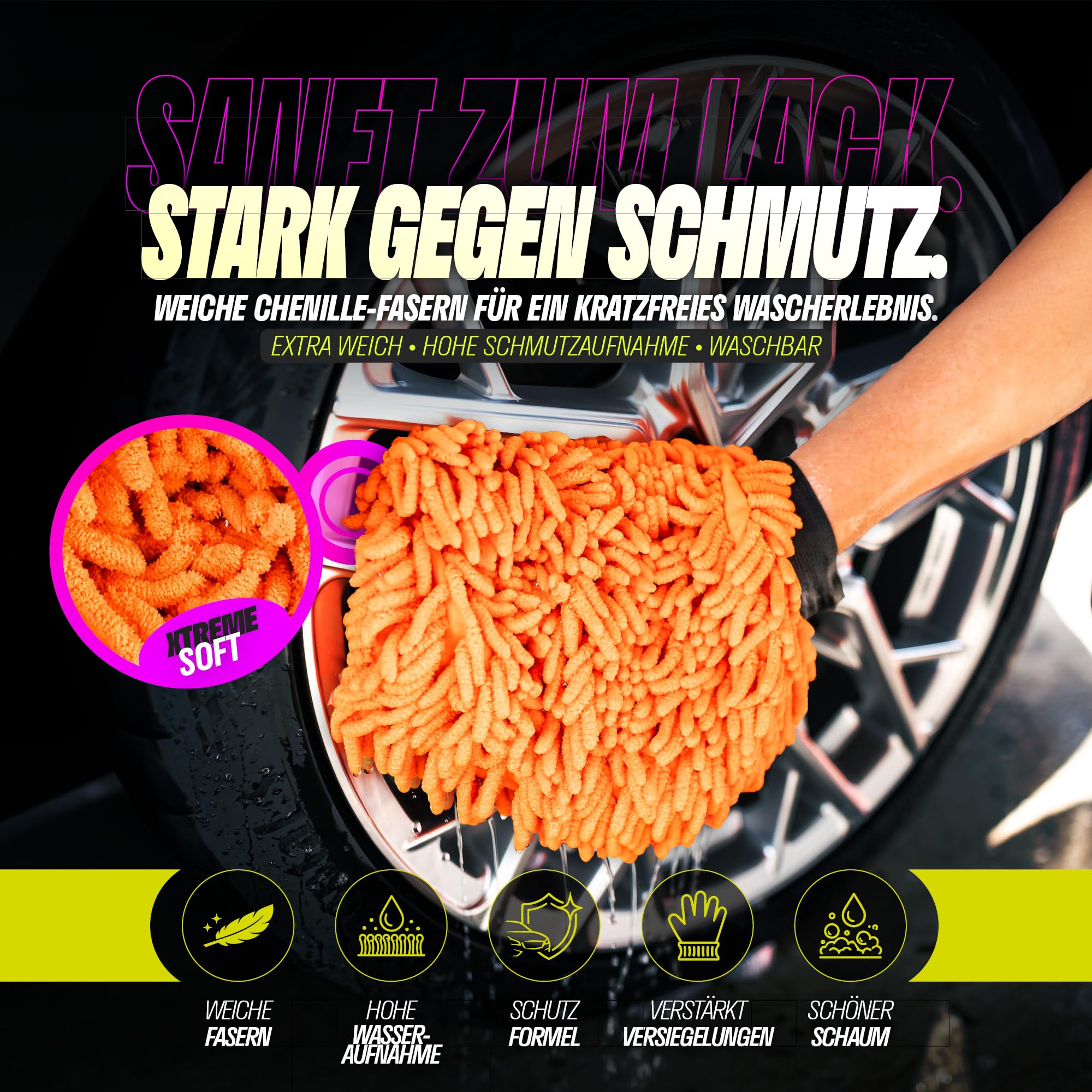 Felgenreiniger Set | Sonax Felgenbeast 500ml + Auto Wascheimer 20l mit Sieb und Deckel + Waschhandschuh + Pinsel + Ceramic Quick Detailer + Ceramic Shampoo + Mikrofasertuch