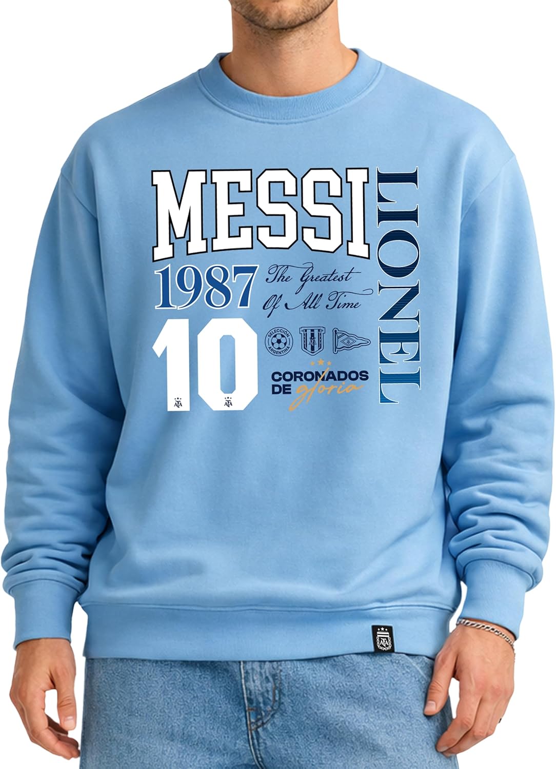 Icon Sports Argentine Football Association Lionel Messi Crew Neck Sweater - Unisex Adult