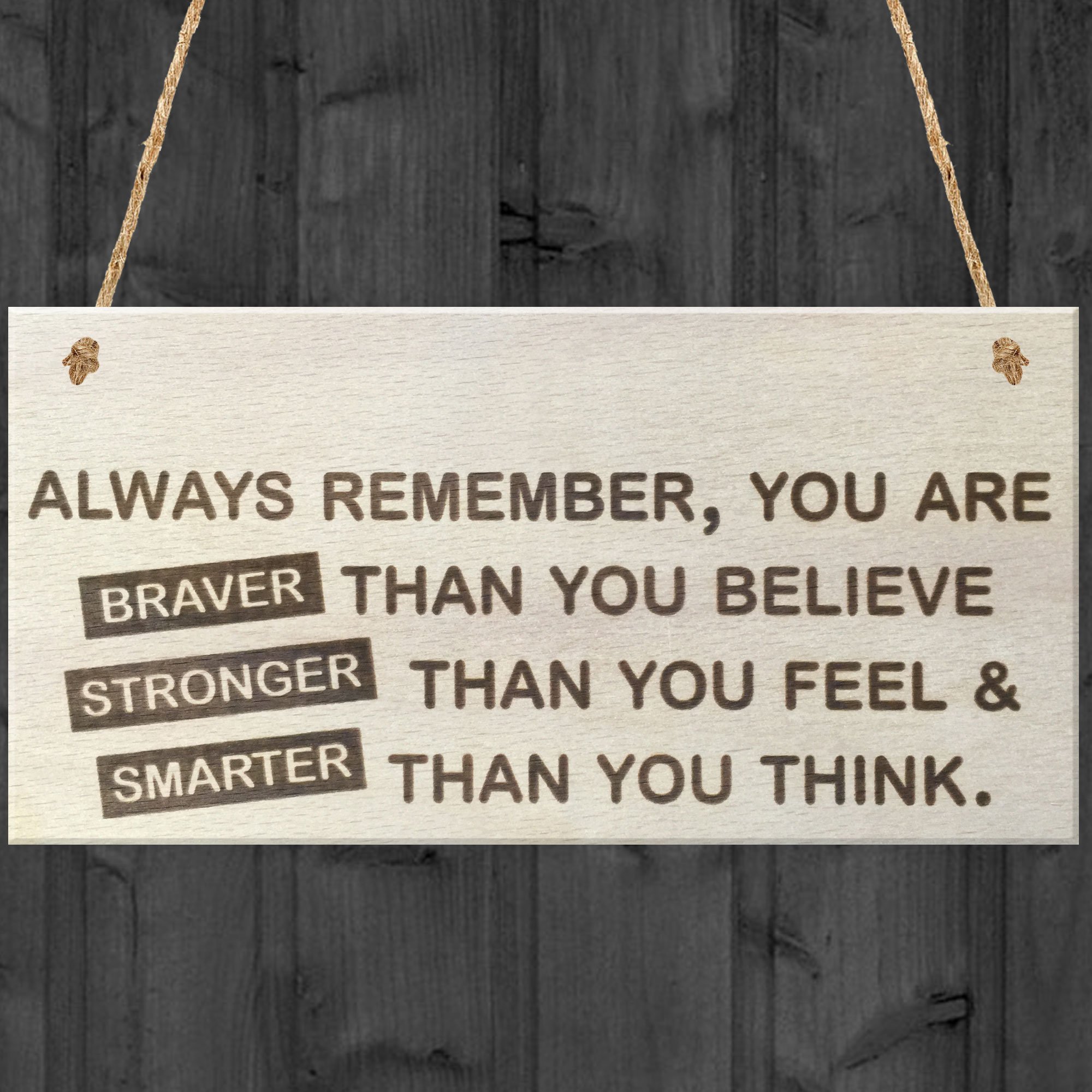 Red Ocean You Are Braver Than You Believe Stronger Than You Feel & Smarter Than You Think Wooden Hanging Plaque Friendship Gift Sign 200 x 100 mm Wood
