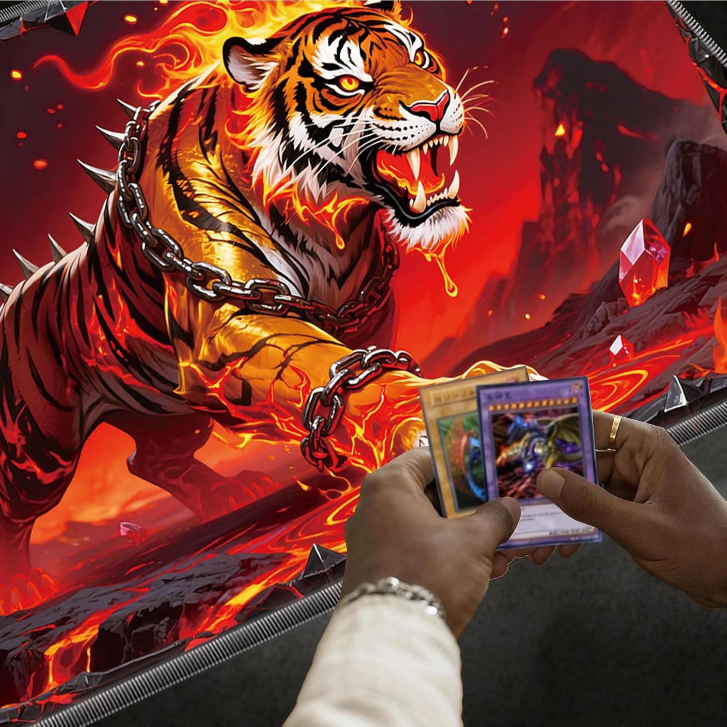 for MTG Playmat, for TCG Play Mat, 24 x 14 inches, Magic Game Card Mat Commander Playmat,Trading Card Inked Game Mat,Battle Game Rubber Non-Slip Mat - Tiger