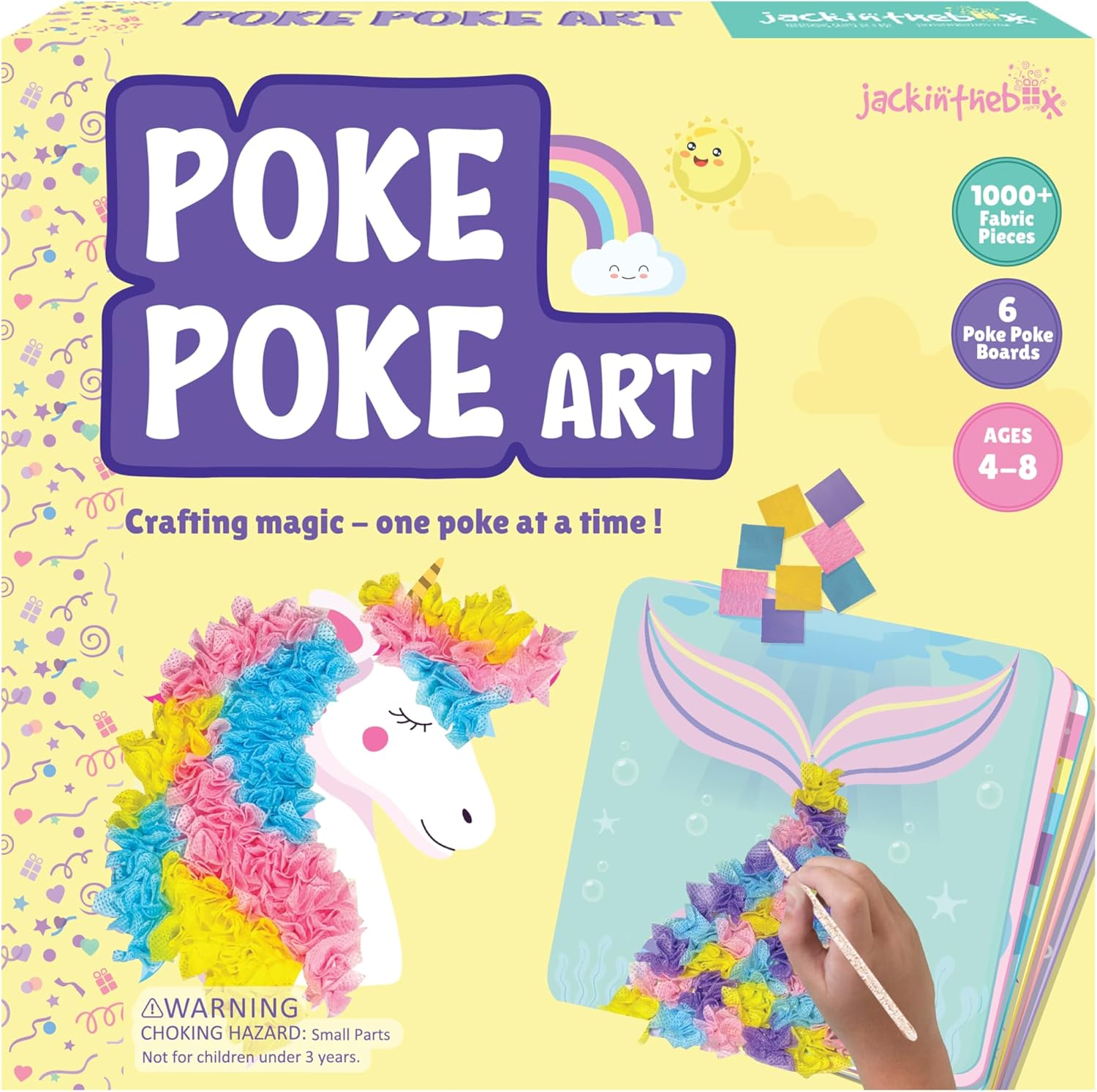 jackinthebox Poke Poke Art - Unicorns, Mermaids, Princess and Fashion Themes, Mess-Free Sewing Art for Kids, Toys for Girls and Boys Ages 4 5 6 7 8, Great Gift for Kids, DIY Creative Activity