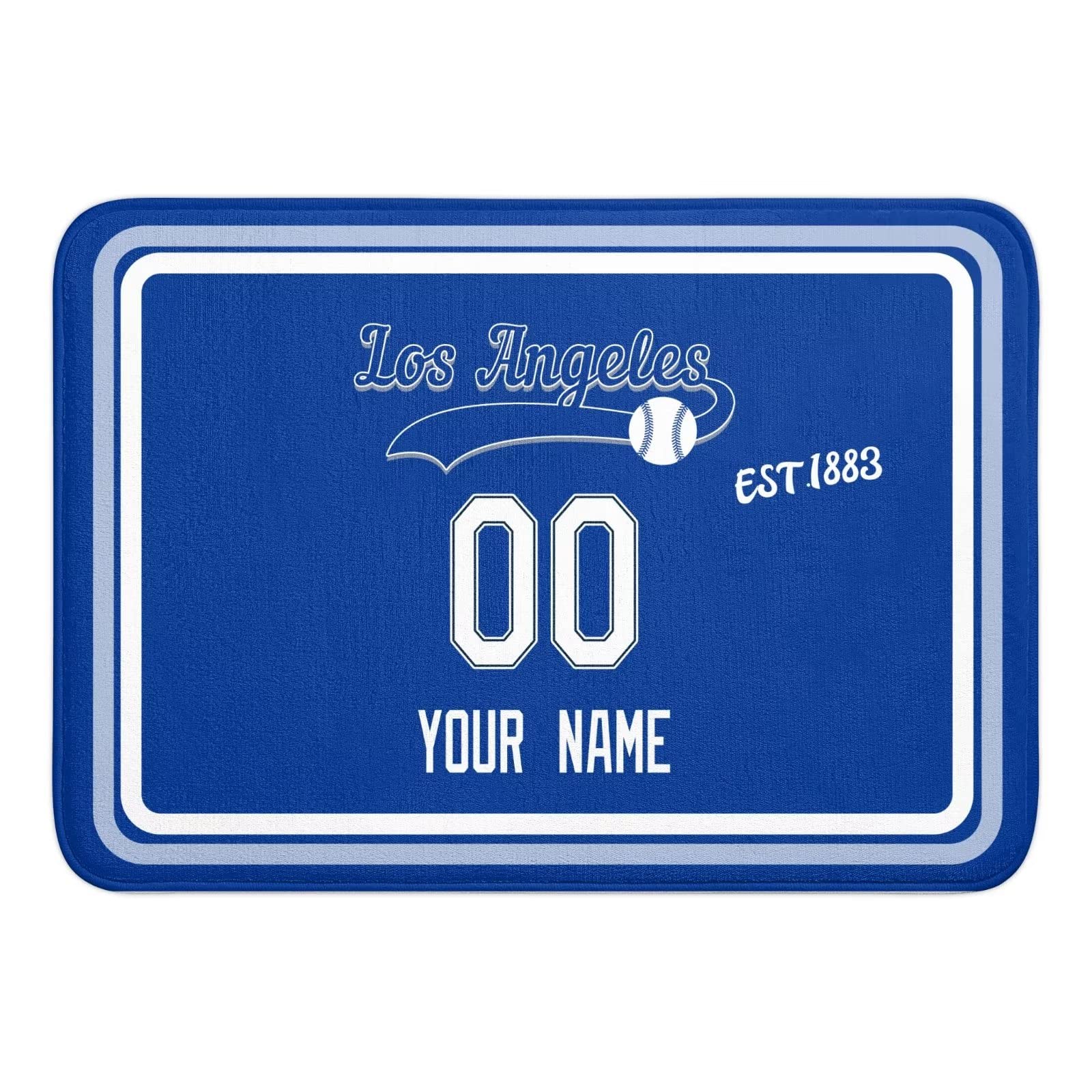 Custom Los Angeles Door Mat Bathroom Foot mats Rug Embossed Outdoor-Safe Mat - 24" W x 17" H Durable Non Slip Floormat for Baseball Fans