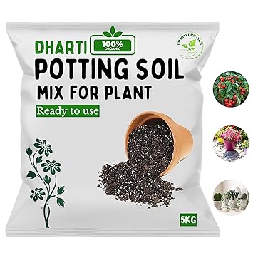 DHARTI ORGANICS Potting Soil Mix for Plant- 5Kg Ready to Use All Purpose Home Garden Balcony Gardening Potting Soil Mix|Made with Vermicompost/Neem Cake/Cocopeat/River Sand/Bone Meal (5) - image, photos