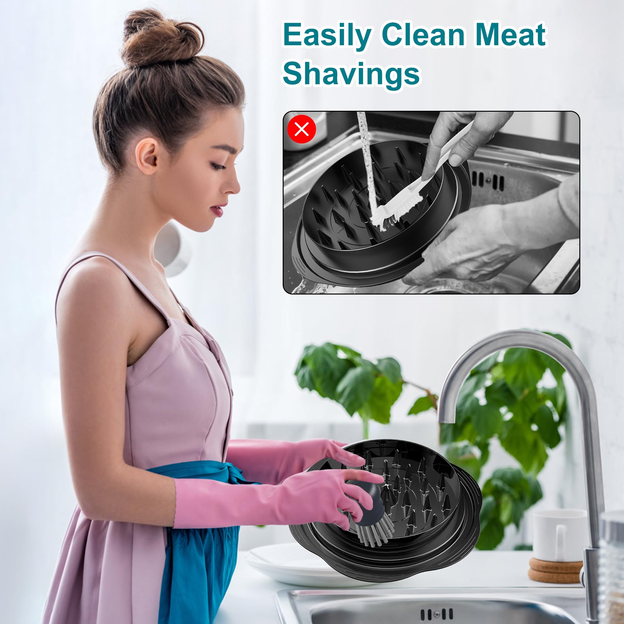 Mini Dish Brush for Cleaning Chicken Shredder, Palm Brush Dish Scrubber with Ergonomic Grip, Kitchen Brush for Washing Dishes, Pans, Pots, Sink, 1 Pack(Gray)