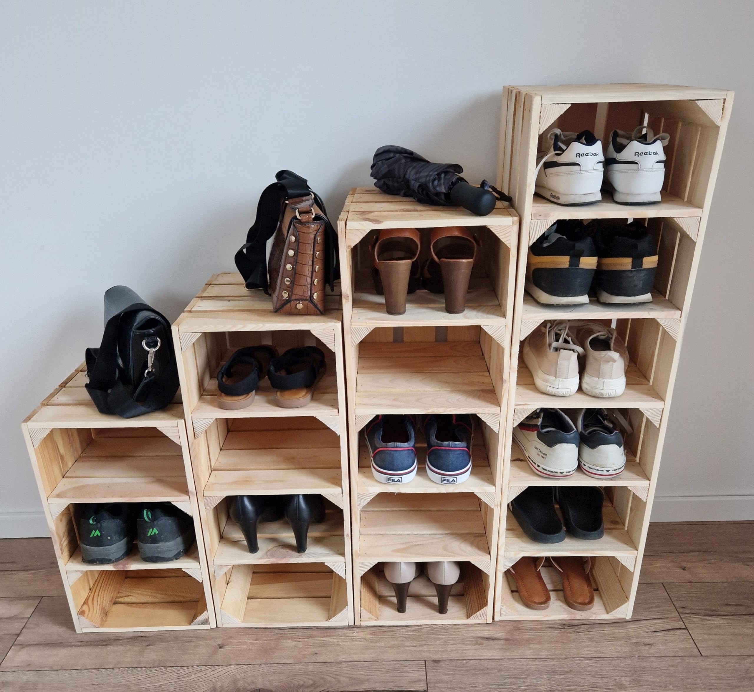 Wood Crate Shoe Rack Wooden Shoe Rack 6/7/8 Layer Shoe Storage Cabinet