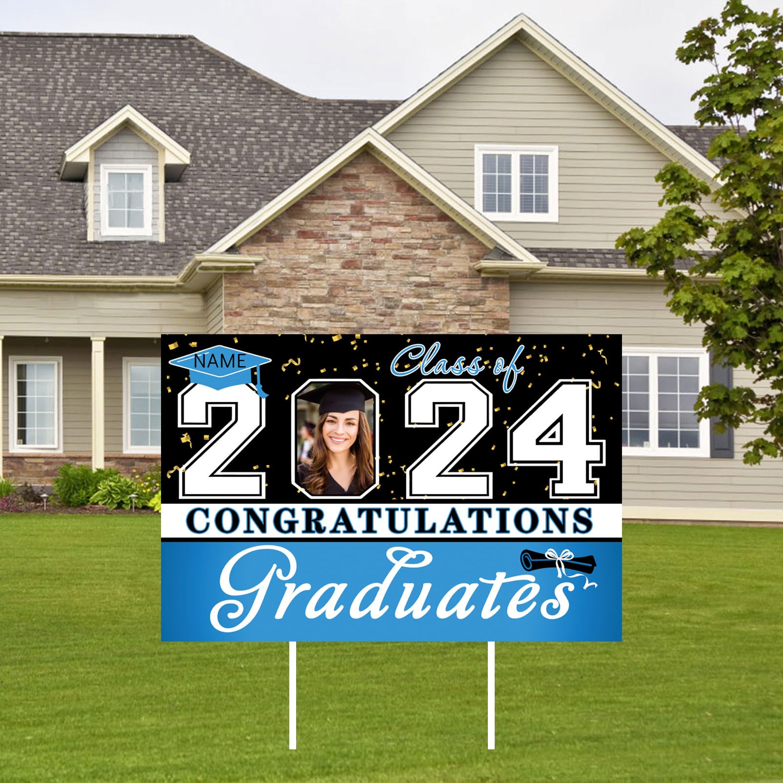 Snapklik.com : Dicodes Custom Photo Graduation Yard Sign 2024 Congrats ...