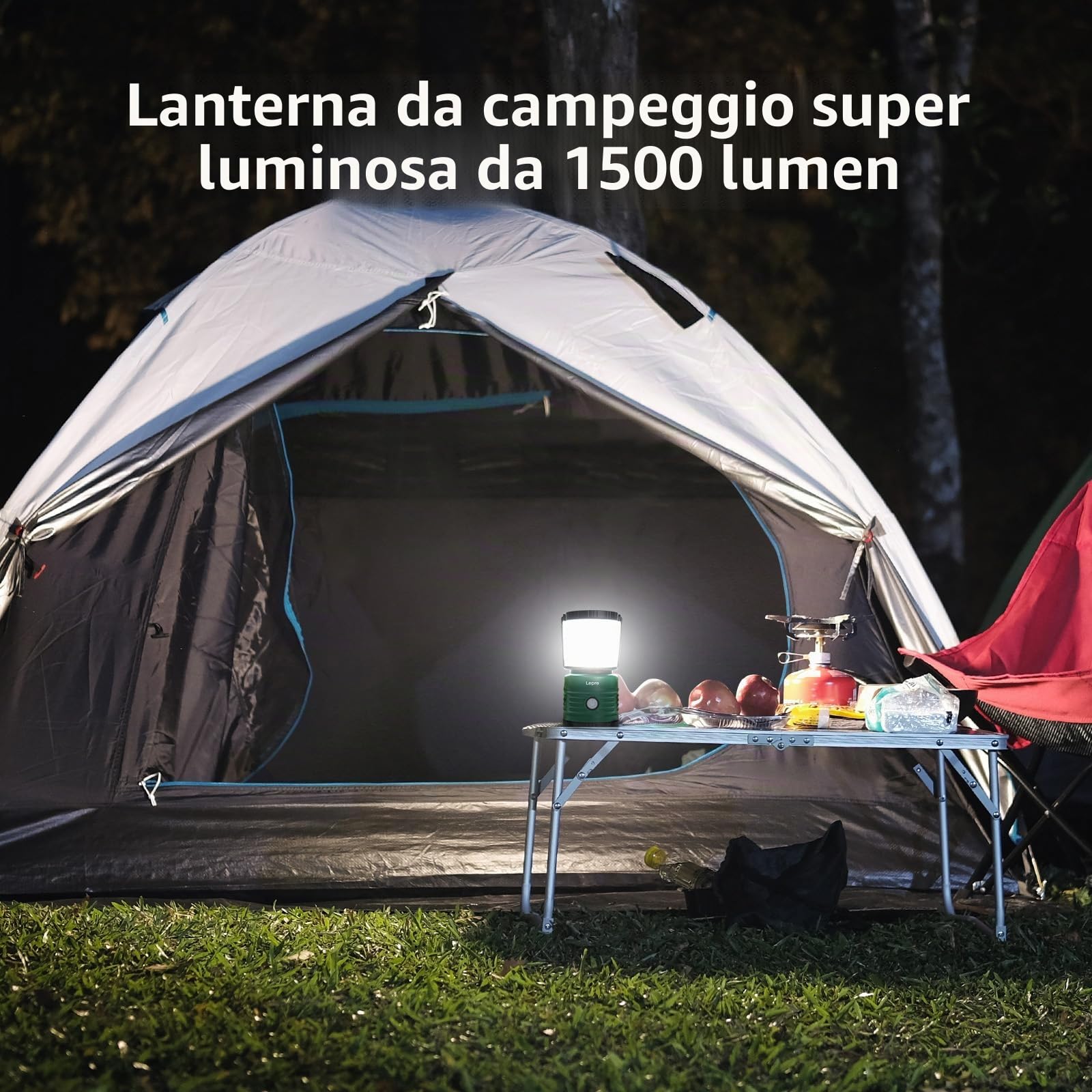 Lepro Lampada da Campeggio Impermeabile, Lanterna da Campeggio LED 1500 lumen, 4 Modalità di Illuminazione, Luce per Campeggio Esterno per Interruzioni di Corrente, Escursionismo, Emergenza, Pesca