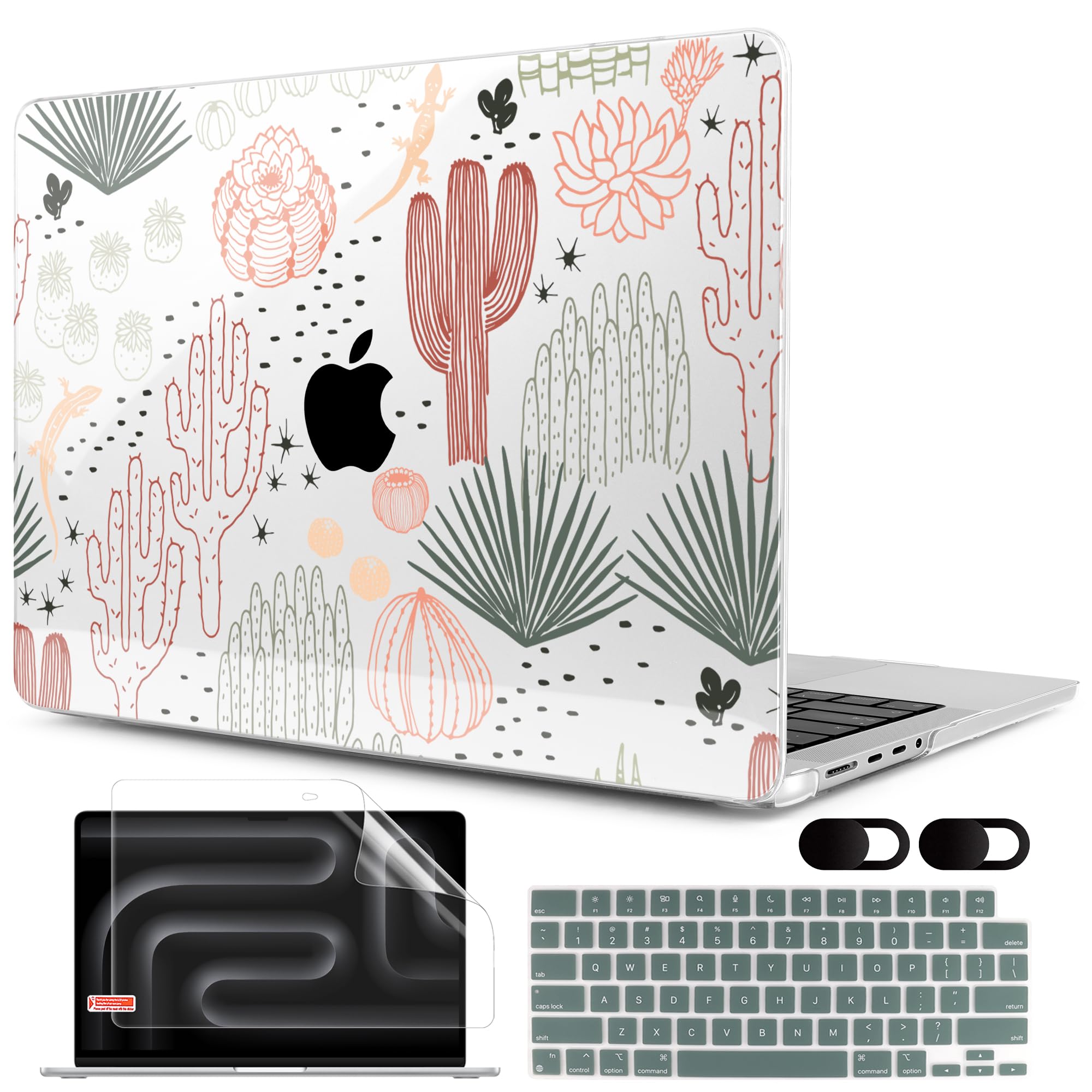 MEEgoodo Case for MacBook Pro 14 inch (M5/M4/M3/M2/M1) Pro/Max 2026 2025 2024 2023 2021, Laptop Case Fit Model A3427/A3426/A3434/A3112/A3401/A3185/A2918/A2992/A2779/A2442, Cacti