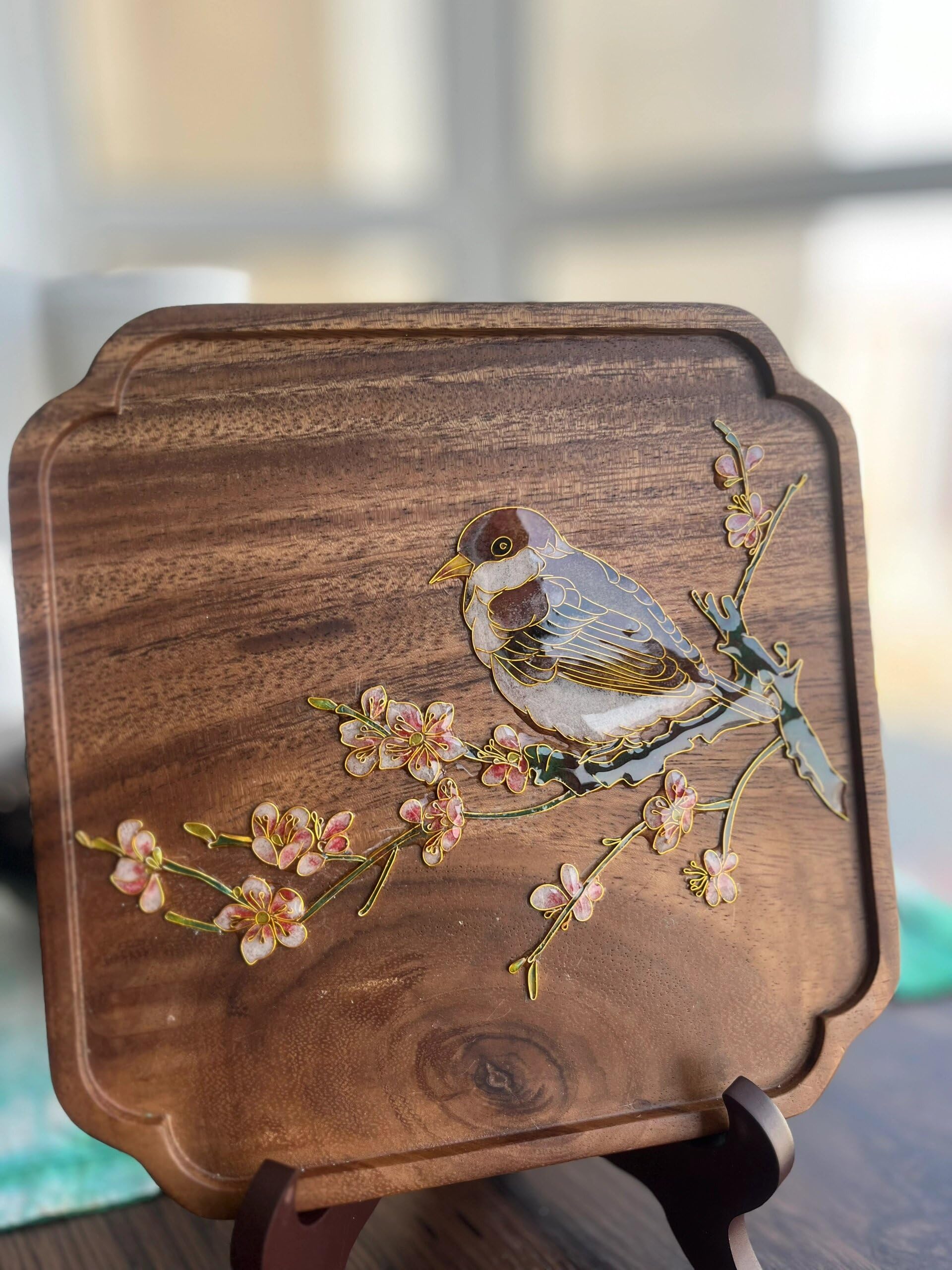Magicaldiy Kit Fai Da Te In Filigrana Smaltata Cloisonné - Decora Un Vassoio Di Legno Con Disegno Loto Per Adulti - 4