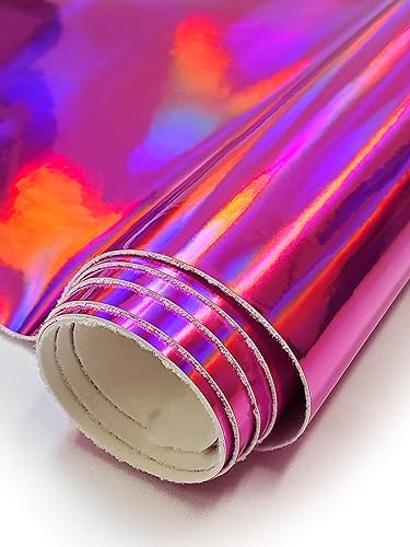 Fabric Empire Tapicería de vinilo holograma liso tela lisa brillante 54 pulgadas de ancho vendido por The Yard (fucsia)
