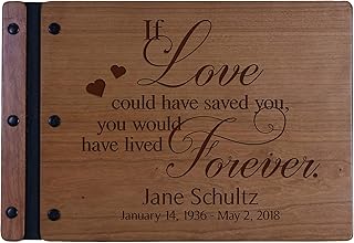 LifeSong Milestones Personalized Funeral Service Guest Book Engraved Wood Memorial Service Guestbook Celebration of Life Remembrance in Loving Memory Keepsake 12.25x9 (Cherry)